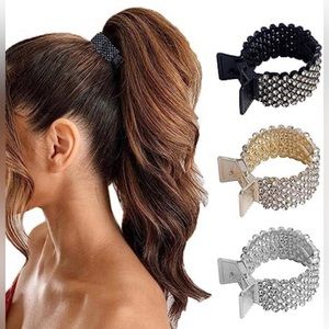 NWT 3PCS Small Hair Claw Clips for High Ponytail, Rhinestone
